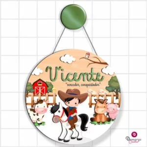 Porta Maternidade Fazendinha Personalizada com Animais em 3D