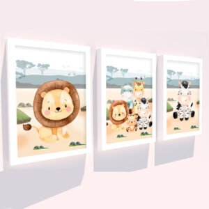 Quadro Infantil Kit Trio Safari