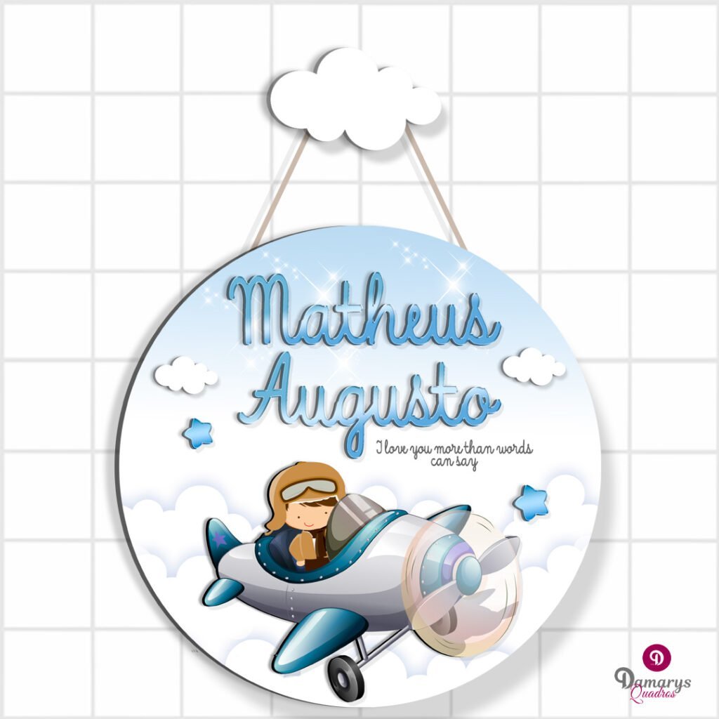 Porta Maternidade Menino Aviador