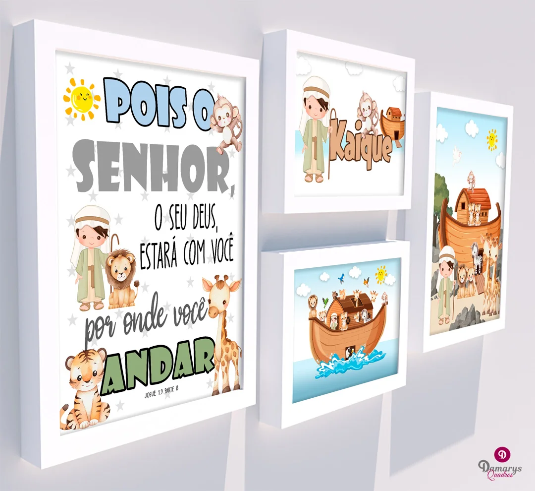 Quadro Infantil Kit Arca de Noé