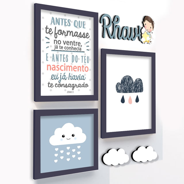 Quadro Infantil Kit Nuvem Menino