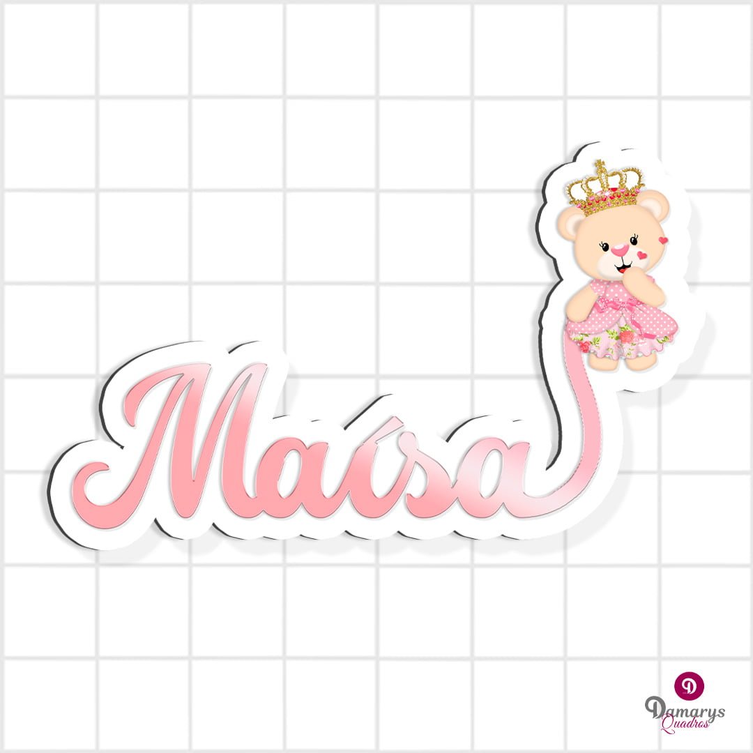 Nome Recortado Ursinha Princesa