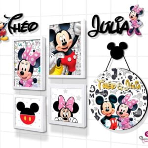 Quadro Infantil Kit Mickey e Minnie