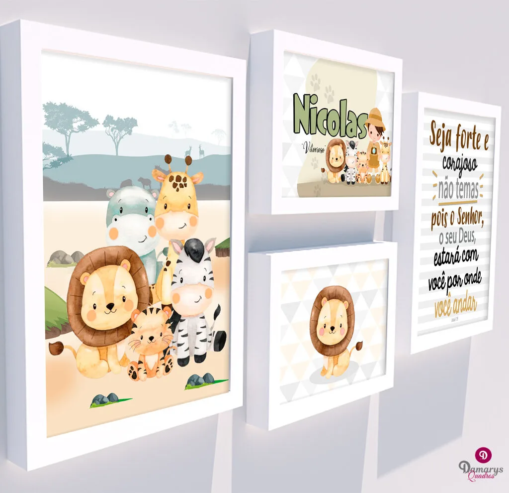 Quadro Infantil Kit Safari 5