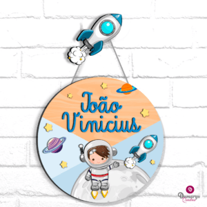 Porta Maternidade Astronauta Fundo Azul