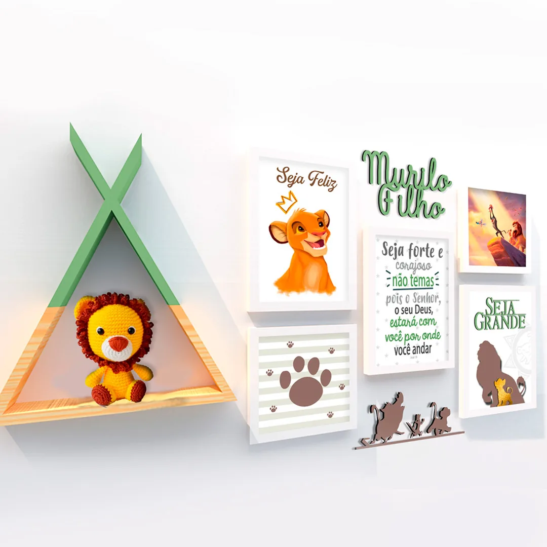 Quadro Infantil Kit Simba Rei Leão