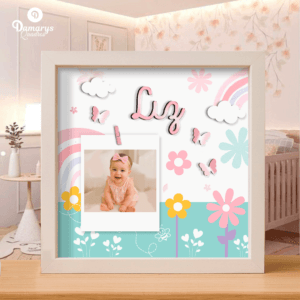 Quadro Personalizado Quarto de Bebê Jardim de Amor com borboletas