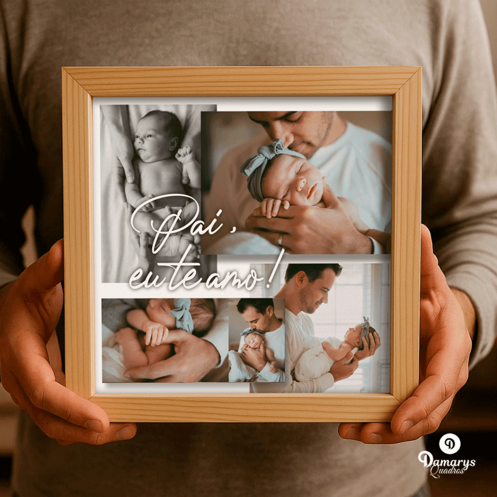 1 Presente de Dia dos Pais com Fotos: Quadro Afetivo de Luxo