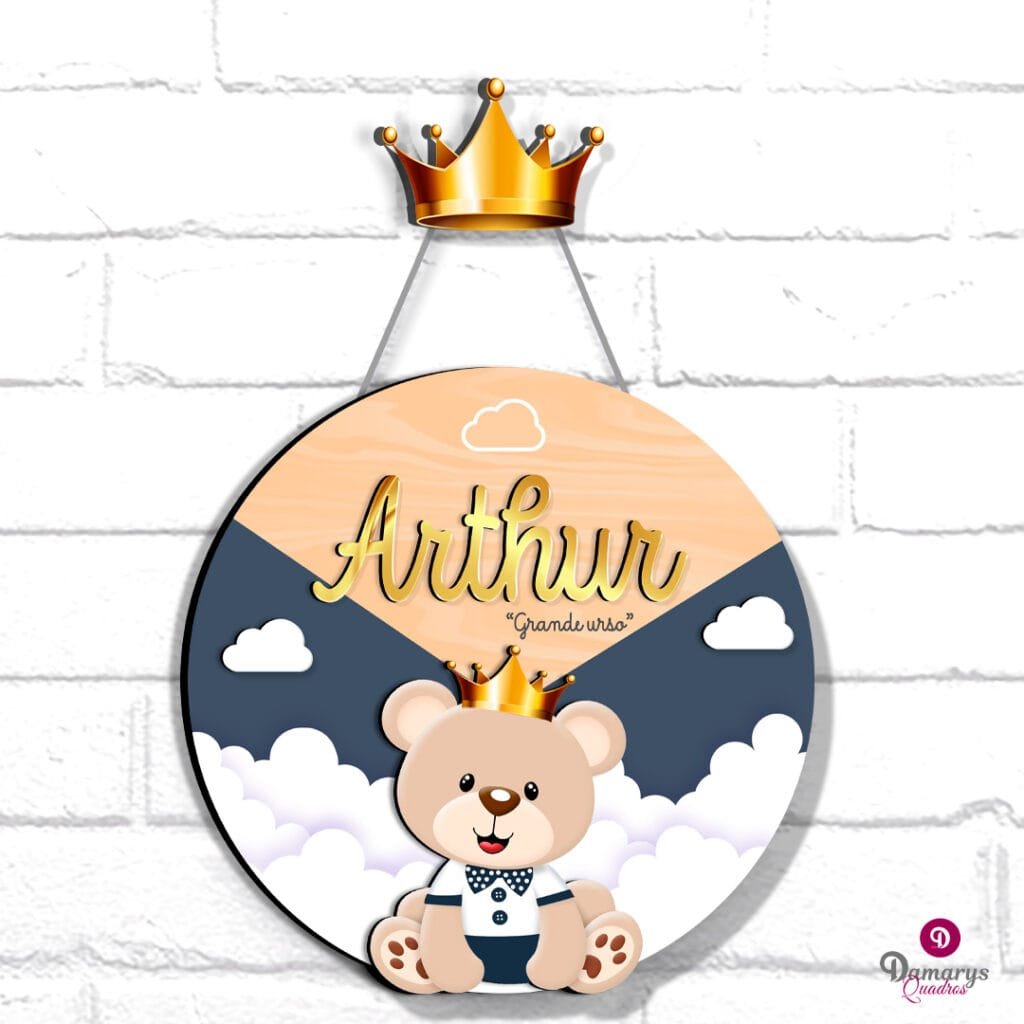 1 Enfeite de Porta Maternidade Ursinho Príncipe Azul Marinho