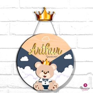 1 Enfeite de Porta Maternidade Ursinho Príncipe Azul Marinho