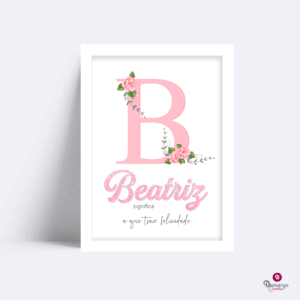 1 Quadro Decorativo Personalizado com Nome e Inicial Glitter