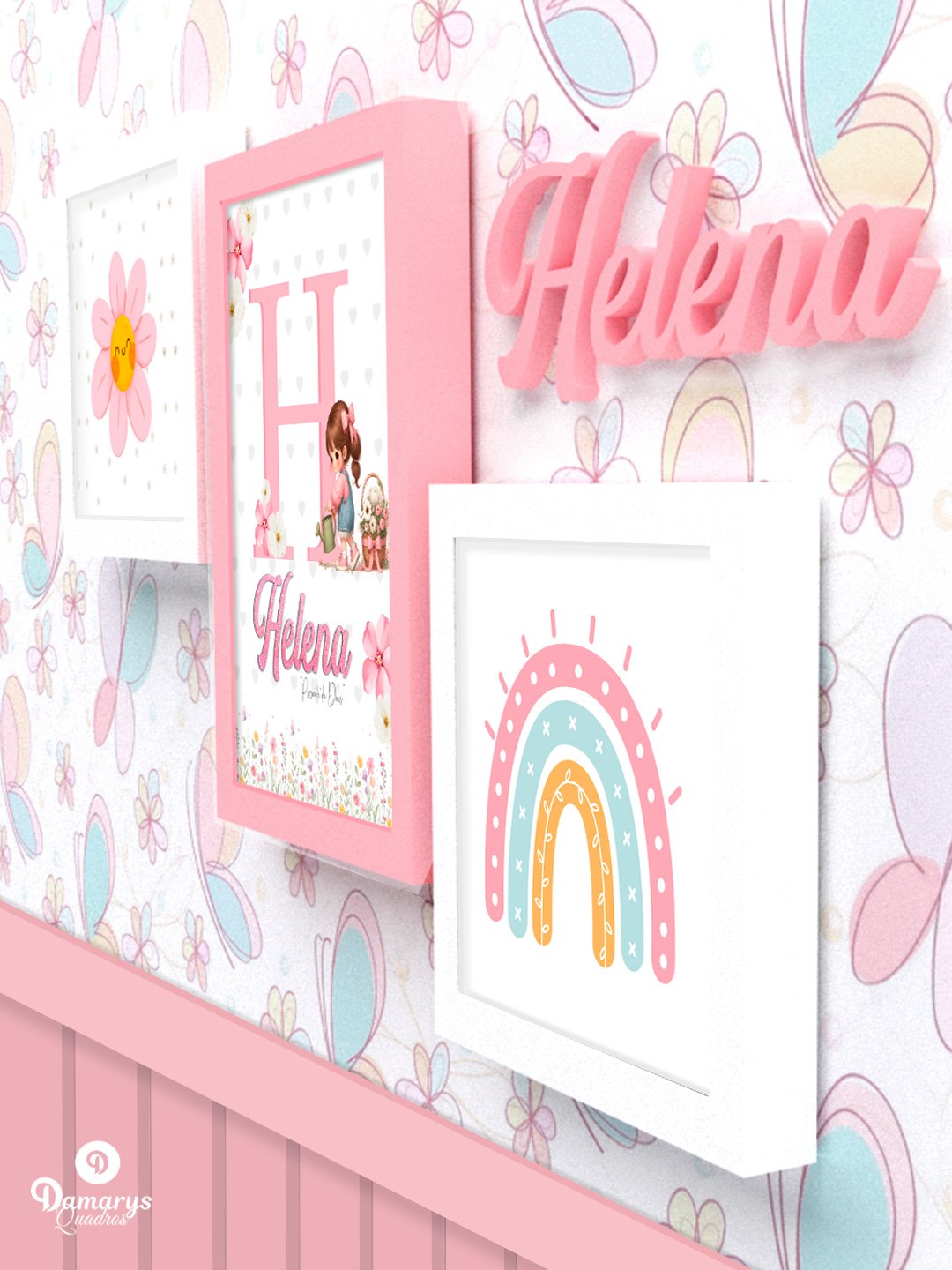 Kit quadro jardim das flores