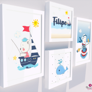 Quadro Infantil Kit Ursinho Marinheiro