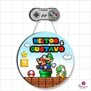 Porta Maternidade Mario e Luigi: Placa Personalizada