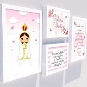 Quadro Infantil Kit Nossa Senhora - Kit 4 Peças