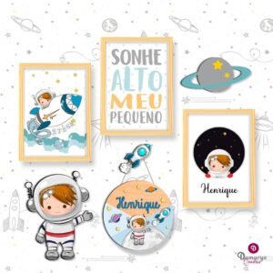 Quadro Infantil Kit Astronauta