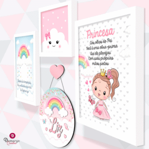 Kit quadros Princesa nas Nuvens personalizado