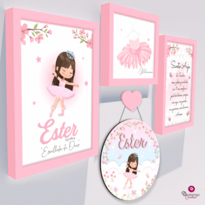 Quadro Infantil Kit Bailarina no Jardim