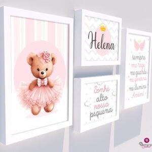 Quadro Infantil Kit Ursinha Bailarina