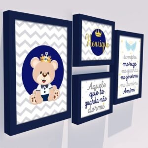 Kit quadros Ursinho Príncipe personalizado