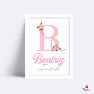 1 Quadro Decorativo Personalizado com Nome e Inicial Glitter