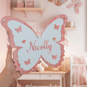 Placa de Porta Infantil Borboleta personalizada