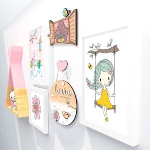 Quadro Infantil Kit Menininha no Balanço