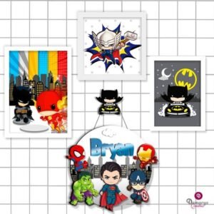 Quadro Infantil Kit Super-heróis