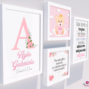 Quadro Infantil Kit Ursinha nas Nuvens