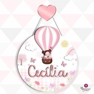 Porta Maternidade Menina Balão personalizado