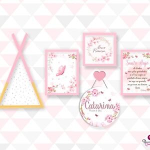 Kit quadros Jardim das Borboletas personalizado