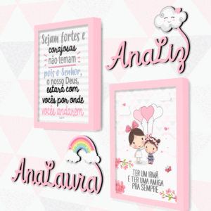 Quadro Infantil Kit Amor de Irmãs
