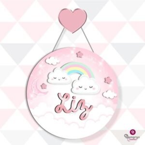 Porta Maternidade Arco-íris Céu Rosa