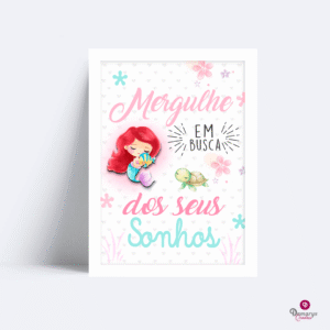 Quadro Sereia Ariel Fundo do Mar