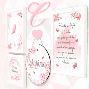 Quadro infantil Jardim das Borboletas personalizado