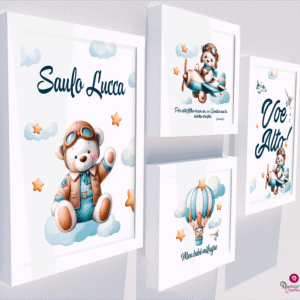 Quadro Infantil Kit Ursinho Aviador 2