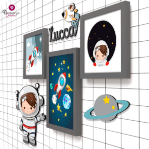 Kit quadros Astronauta Baby personalizado