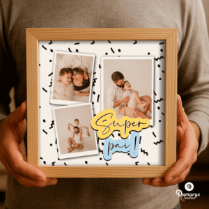 Quadro Dia Dos Pais - Super Pai Três Fotos - Modelo 23cm