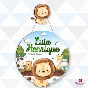 Porta maternidade Leãozinho Safari personalizado