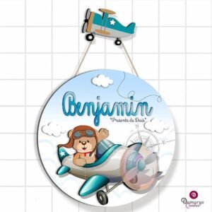 Porta maternidade Ursinho Aviador personalizado