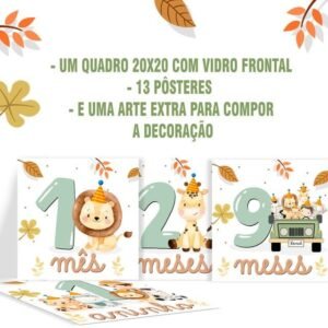 Quadro mesversário Safari personalizado