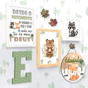 Kit quadros Animais do Bosque personalizado